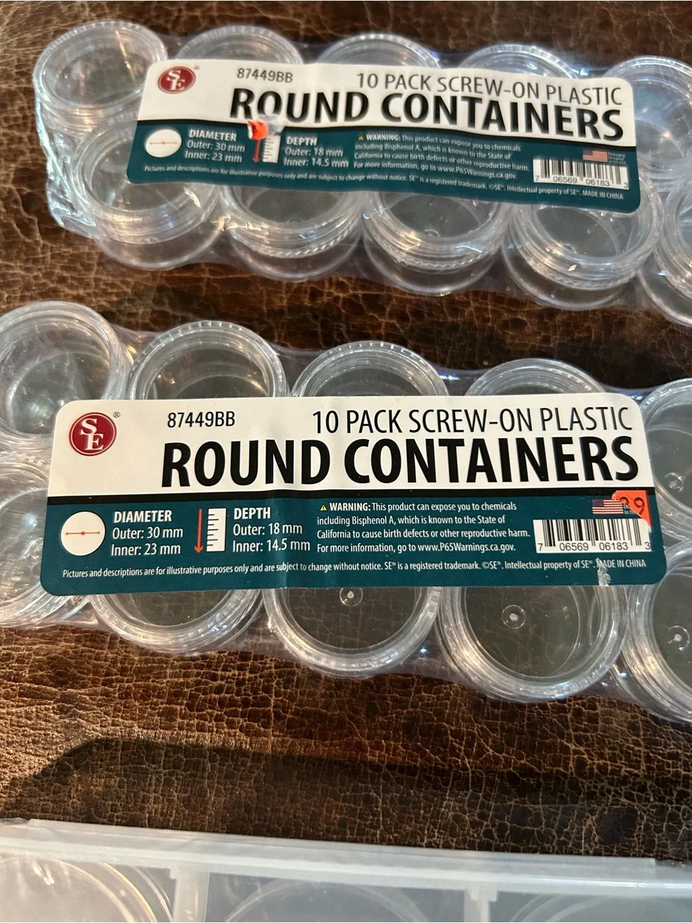 Set of Three Clear Plastic Containers